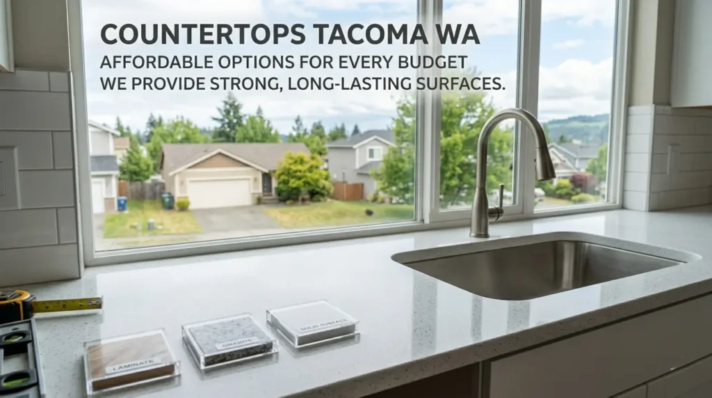 Beautifully installed quartz countertops Tacoma WA in a modern kitchen remodel