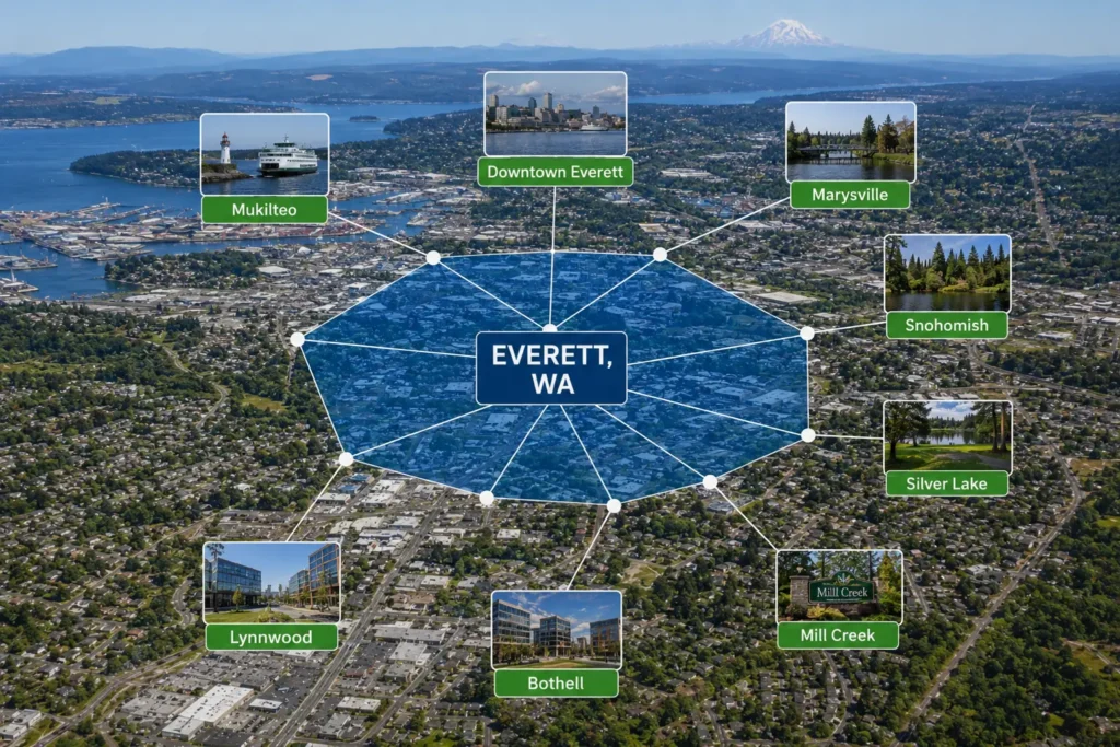 Areas we cover near by everett wa