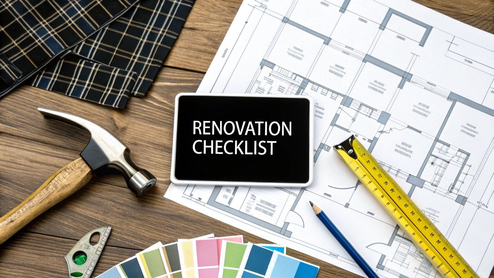 Nine-step home renovation checklist infographic for remodel planning
